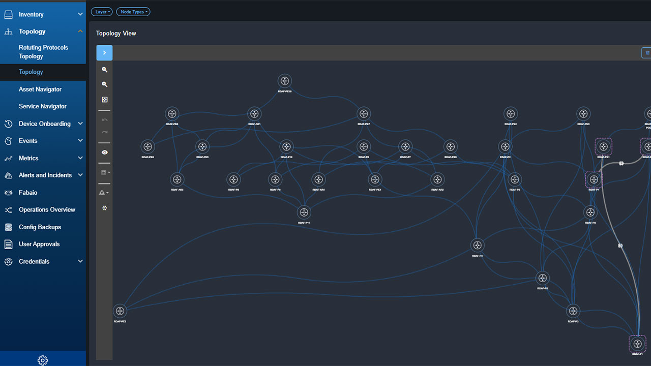 Fabrix.ai end-to-end network topology map